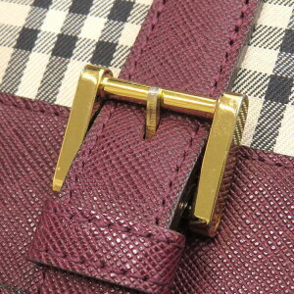 Burberry leather Shoulder Beige Hobo Tan brown canvas Check red One wine pattern - Picture 8 of 9